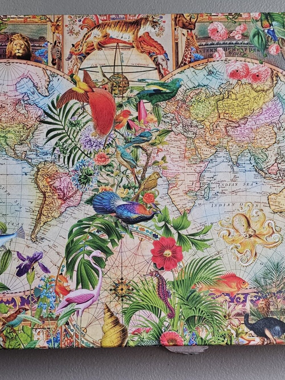 Trefl Tea Time Antique World Map 1000 Piece Jigsaw Puzzle Complete Bright Colors